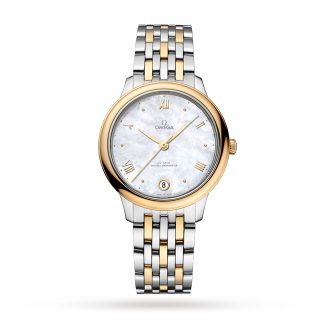 wholesale luxury Omega De Ville Prestige Co-Axial Master Chronometer 34mm Ladies Watch White Stainless Steel & 18ct Yellow Gold O43420342005002