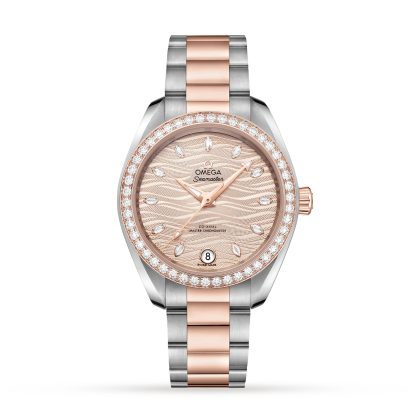 wholesale luxury Omega Seamaster Aqua Terra 150M Co-Axial Master Chronometer 34mm Ladies Watch Stainless Steel & 18ct Rose Gold O22025342059001